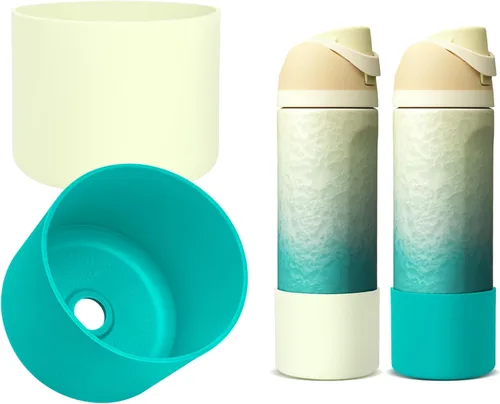 Vista 21 de 2 botas de silicona compatibles con Owala FreeSip de 24 onzas, funda protectora superior para botella de agua, reducción de ruido, cubierta inferior
