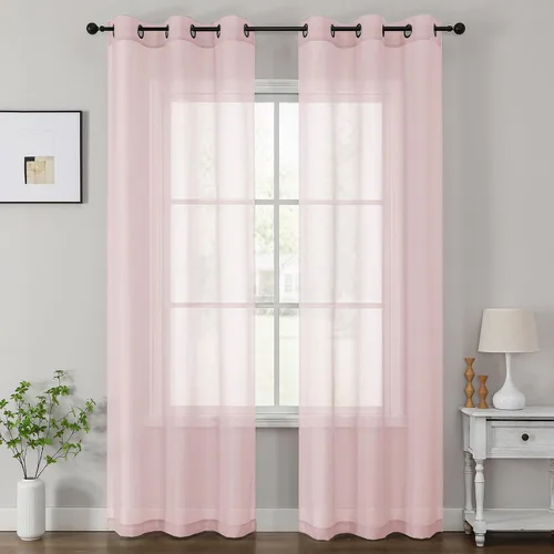 Vista 13 de OWENIE Cenefa transparente con ojales negros para ventanas, 2 paneles de 52