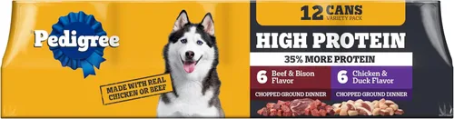 Vista 14 de Pedigree Alimento húmedo suave para perros adultos con alto contenido de proteínas, sabor a carne de res y bisonte, latas de 13.2 onzas, 12