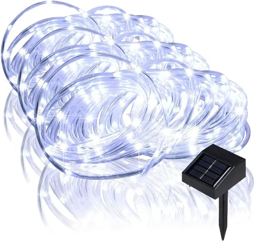 Vista 9 de Tira de luces solares de lichi para exteriores, 16.5 pies, 50 LED, impermeable, con cuerda de luces para exteriores, ideal para decoración