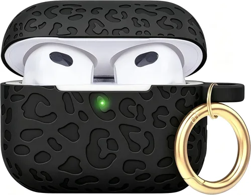 Vista 62 de Compatible con funda AirPods Pro 2019, Gawnock Funda de silicona suave y flexible para funda AirPods Pro para mujeres y niñas con llavero (Caqui)