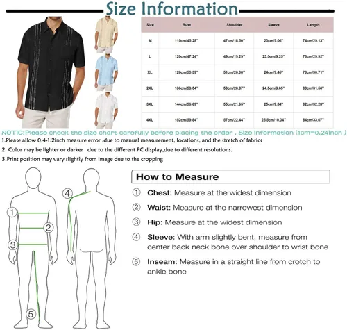 Vista 2 de Shirt for Men Short Sleeve Button Down Slim Fit Big and Tall Shirts Fitted Graphic