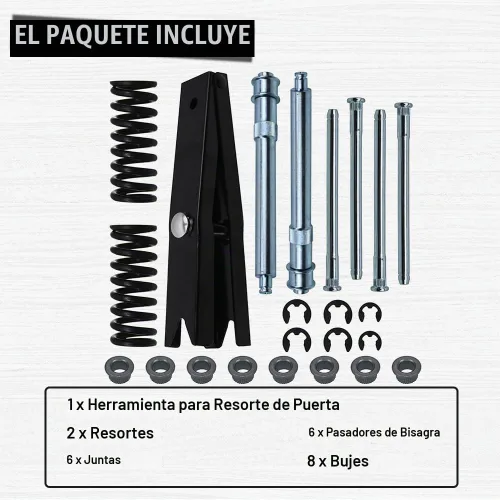 Vista 3 de Kit de reparación de bisagra de puerta RULLINE con herramienta de resorte - Compatible con Chevy GMC Suburban Tahoe - Kit de perno y buje de bisagra