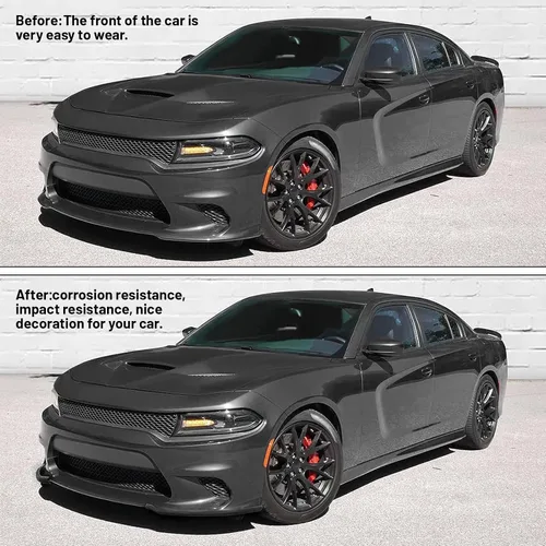 Vista 4 de Protector Divisor de Labio de Parachoques Delantero Compatible con Dodge Charger Hellcat/SRT 392 / Scat Pack/RT Scat Pack/GT/RT 2015-2021, Negro
