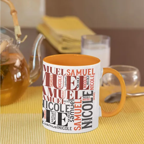 Vista 5 de Tazas de café personalizadas con arte de nube de palabras, 12 colores y 9 fuentes artísticas, 11 onzas. Regalos personalizados para parejas, hombres