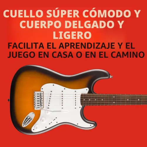 Vista 3 de Fender Squier Stratocaster - Guitarra eléctrica para principiantes, 2 colores Sunburst 2-Color Solburst