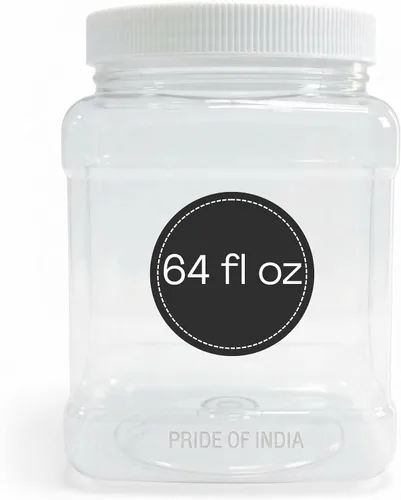 Vista 10 de Pride Of India Tarro cuadrado de plástico PET transparente de grado alimenticio con tapa, capacidad de almacenamiento de 16 onzas líquidas, 2-3