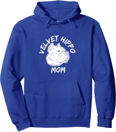 Vista 3 de American Bully Design para dueño de perro - Sudadera con capucha de terciopelo hipopótamo mamá, Negro