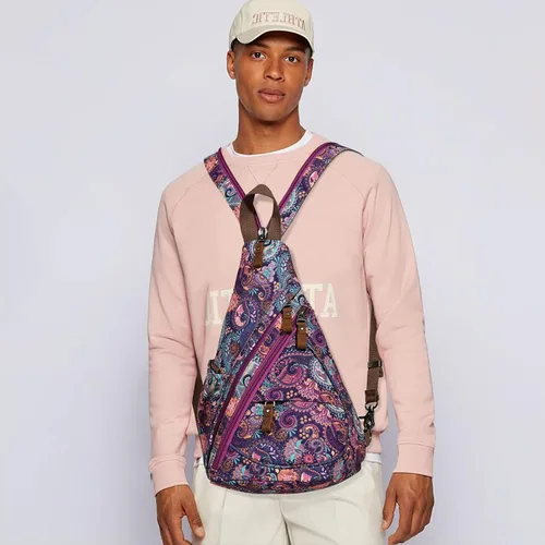 Vista 8 de KL928 Mochila de Lona Tipo Bandolera - Mochila Cruzada Pequeña para Hombro, Mochila Informal Diurna, Mochila para Hombre y Mujer (Versión Grande)