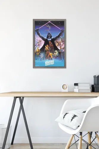 Vista 6 de Trends International Star Wars: The Empire Strikes Back 40th - Póster de pared de Darth Vader, 14.725 x 22.375 pulgadas, versión enmarcada de madera