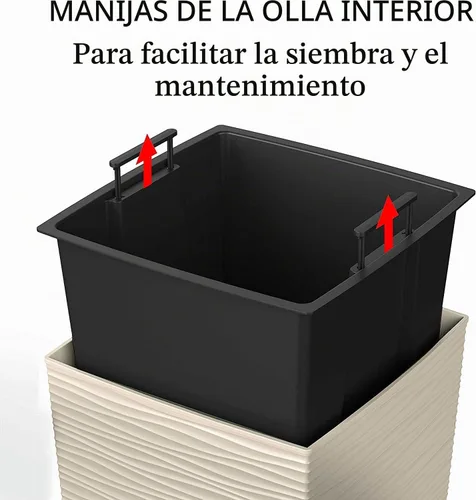 Vista 7 de Mueller Janska M-Resin - Macetero alto resistente, planta grande para interiores y exteriores, árbol, maceta de flores, juego de 2 piezas, 27.5 Beige