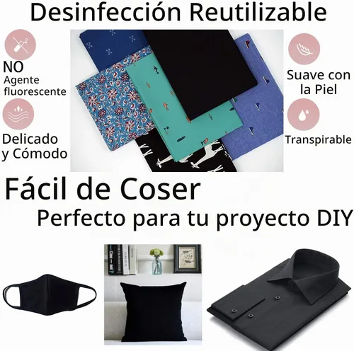 Vista 2 de Master FAB - Tela negra 100% de algodón de The Yard para coser, diseño moderno para bricolaje, lavable; ancho completo cortable: 39 x 55 pulgadas