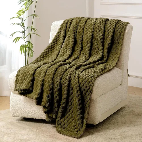 Vista 31 de FY FIBER HOUSE Manta de Vellón para Sofá 300GMS Súper Suave de Felpa Difusa Mantas y Cobijas para Sofá Cama Oficina, 40x50 Pulgadas, Beige