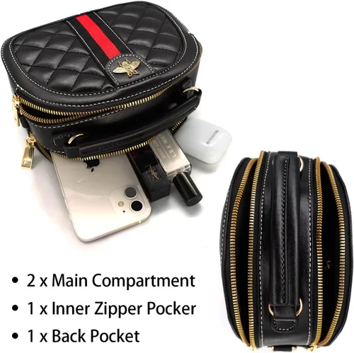 Vista 3 de Beatfull Designer Bee - Bolso cruzado para mujer, de cuero, acolchado, con asa superior