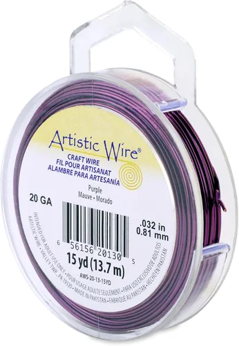 Vista 191 de Artistic Wire, Alambre de cobre de color chapado en plata de calibre 18, resistente al deslustre, amatista, 20 pies