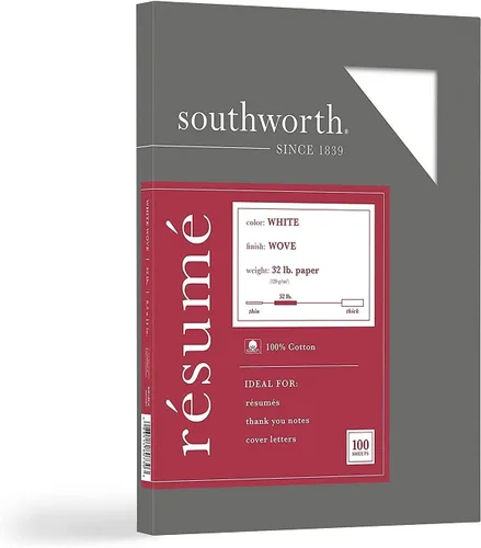 Vista 4 de Southworth® Papel Résumé 100% Algodón, 8 1/2" x 11", 32 lb, 100% Reciclado, Blanco, Paquete de 100