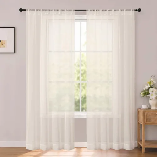 Vista 10 de OWENIE White Sheer Curtains 96 Inches Long 2 Panels for Living Room 52 Wide