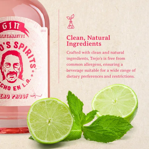 Vista 6 de Trejo's Spirits Alternativa a la Ginebra Rosa Sin Alcohol Sin Alcohol, Sin Gluten y Azúcar, A Base de Plantas, Apta para Keto 20 Calorías por