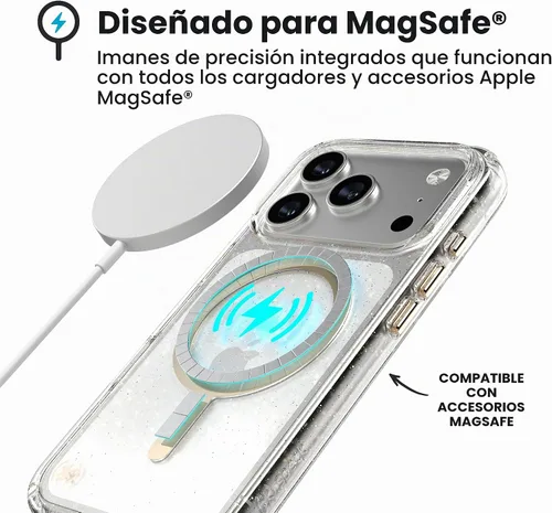 Vista 9 de Speck Presidio LUX - Funda para iPhone 17, compatible con MagSafe, funda protectora delgada, color negro desvanecido/gris pizarra/blanco