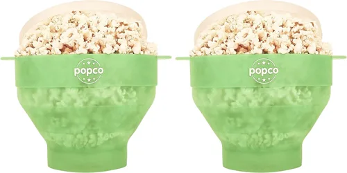 Vista 10 de POPCO Palomitas de maíz de silicona para microondas con asas, para hacer palomitas de maíz, para microondas, cuenco plegable, apto