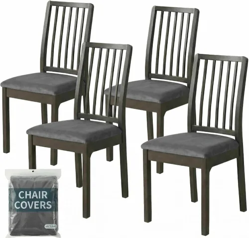 Vista 10 de Deisy Dee Fundas de asiento de terciopelo para sillas de comedor, juego de fundas para sillas de comedor (4, azul bebé)