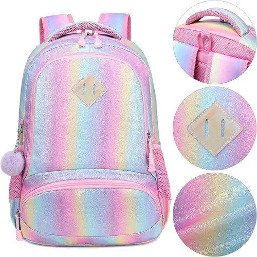 Vista 5 de Meisohua Mochilas escolares para niñas, mochila de unicornio con bolsa de almuerzo y estuche para lápices, juego de bolsas escolares 3 en 1