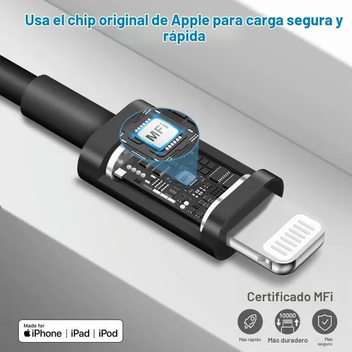 Vista 3 de Cargador extra largo de 10 pies para iPhone 14, 13, 12, carga rápida, paquete de 2 cargadores súper rápidos de 20 W con cable de carga rápida largo