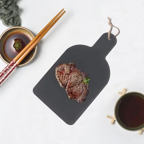 Vista 3 de Luxshiny Tabla de queso de pizarra, platos de piedra para charcutería, plato de queso, tabla para servir sushi, sashimi, plato de carne con asa