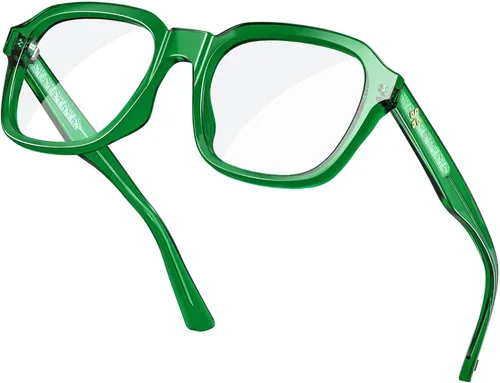 Vista 19 de VISOONE Oversized Cute Chunky Square Computer Glasses for Women Men BENNETT Blocking 99% Harmful Blue Light Anti Glare TR90 Lightweight Clear