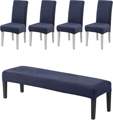 Vista 39 de CRFATOP 4 Piezas de Fundas Elásticas para Silla de Comedor con Funda para Banco Fundas Impresas para Silla de Comedor Fundas para Cojín de Asiento