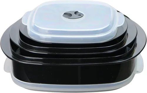 Vista 3 de Reston Lloyd Recipientes anidables para microondas, rejillas de ventilación de vapor ajustables, herméticos, preparación de comidas, plástico
