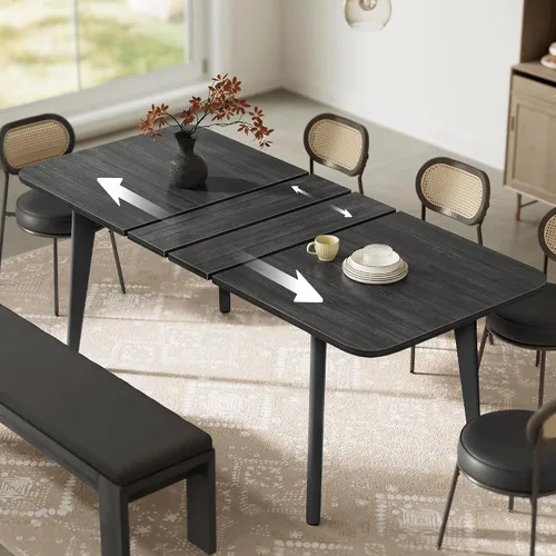 Vista 7 de VASAGLE Colección MAEZO - Mesa de comedor extensible para 4/6/8, mesa de cocina con patas cónicas, transiciones curvas, para comedor, cocina