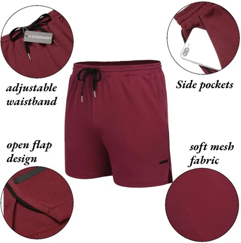 Vista 5 de COOFANDY Paquete de 2 pantalones cortos de entrenamiento de gimnasio para hombre, pantalones de malla ligeros para culturismo, entrenamiento