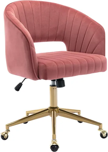 Vista 11 de Silla de oficina para el hogar, silla giratoria de terciopelo para escritorio, sillón de acento tapizado, sillas modernas capitoneadas con base Negro