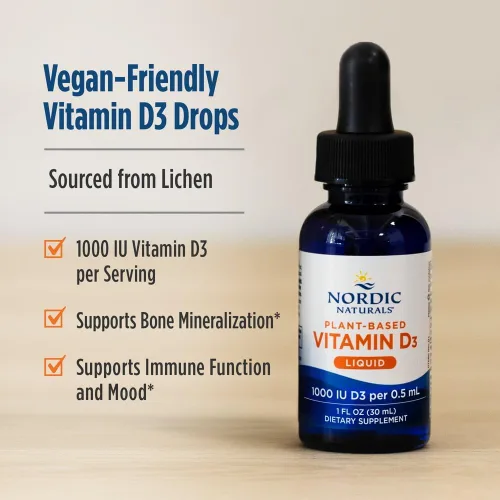 Vista 3 de Nordic Naturals Líquido de vitamina D3 a base de plantas, 1 oz, 1000 UI de vitamina D3, huesos saludables, estado de ánimo y función del sistema