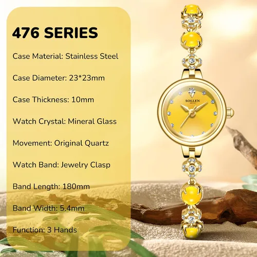 Vista 5 de SOLLEN Women's Bracelet Watch, Analog Quartz Dainty Fashion Ladeis Watches, Waterproof Luxury Vintage Casual Women Wristwatch, Jewelry Gift for