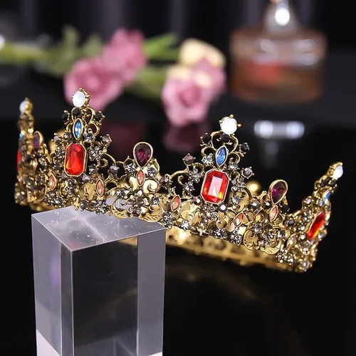 Vista 5 de hair jewelry crown tiaras for women Baroque Retro Princess Headdress Tiara Bridal Crown For Women Crystal Queen Selection Hair Band Party Birthday