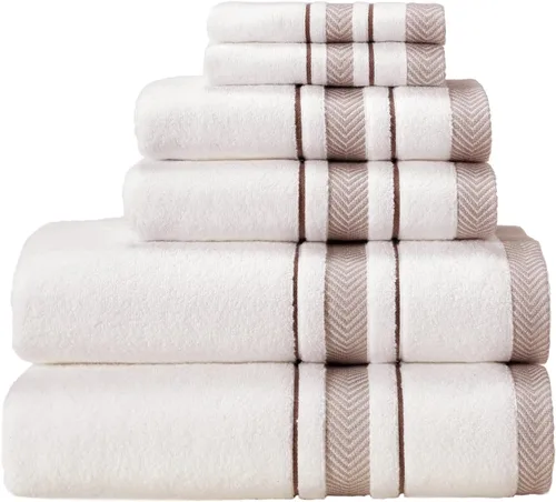 Vista 8 de Juego de toallas de baño, toalla blanca para baño, calidad de hotel y spa de lujo, 100% algodón. Incluye 2 toallas de baño grandes, 2 toallas