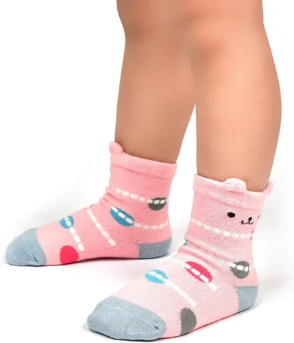 Vista 2 de 12 pares de calcetines de agarre para niña, antideslizantes, de algodón, antideslizantes para niñas