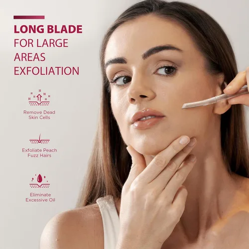 Vista 2 de SINAHET Herramienta de Dermaplaning (12 unidades), Maquinillas de Afeitar Faciales Profesionales para Mujer, Eliminación de Vello Facial y de Cejas