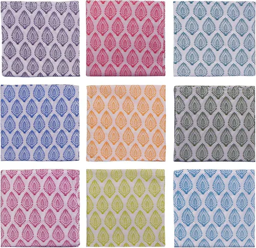 Vista 6 de DIYANAIMPEX 10 piezas de servilletas de tela de algodón con estampado de bloque manual hecho a mano Tamaño 16x16 pulgadas Servilletas impresas