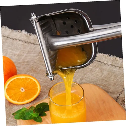 Vista 6 de Exprimidor manual de frutas de acero inoxidable para el hogar y camping, práctico exprimidor de cítricos y mangos, extractor no eléctrico