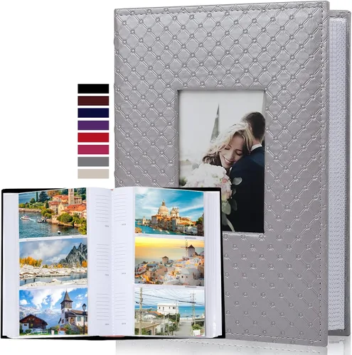 Vista 8 de RECUTMS Álbum de fotos de 4 x 6 pulgadas, 300 fotos, de piel sintética de pequeña capacidad, cubierta de libro de 4 x 6 pulgadas, álbumes de fotos