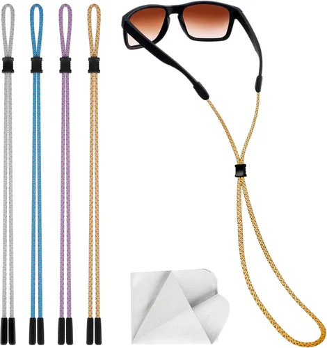 Vista 7 de BILIONE Correas trenzadas fluorescentes para lentes de sol, soporte para gafas de sol alrededor del cuello para hombres, mujeres y niños, cadena