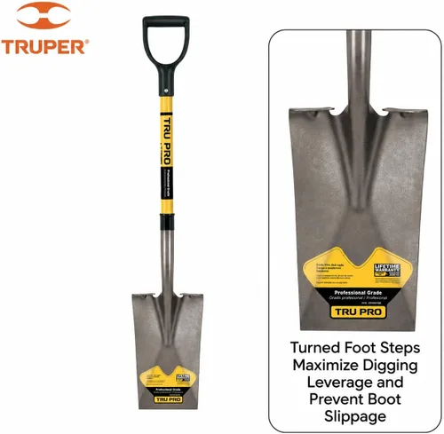Vista 5 de Truper 31202 Tru Pro - Pala de jardín, mango en D de fibra de vidrio, 29 pulgadas