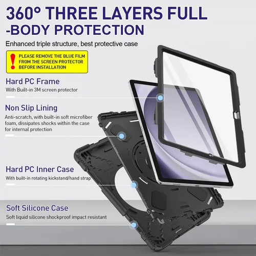 Vista 2 de SUPFIVES Funda para Galaxy Tab A9+/A9 Plus de 11 pulgadas con protector de pantalla, funda militar mejorada para tableta Samsung A9 Plus de 11 Negro