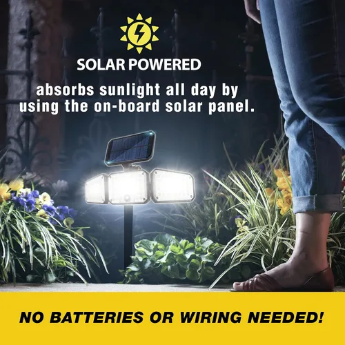 Vista 3 de Bell & Howell Bionic - Foco LED negro con detección de movimiento, funciona con energía solar, se vende en paquete de 2