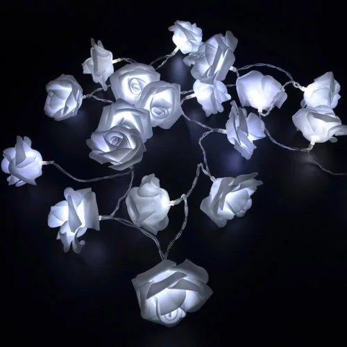 Vista 10 de FULLBELL Guirnalda de luces de hadas con 20 luces LED, funciona con pilas, luz decorativa para boda, día de San Valentín, fiesta de ensueño Blanco