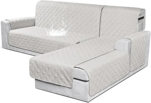 Vista 29 de VANSOFY - Fundas para sofá seccional 100% impermeables en forma de L, funda reversible para sofá de 3 piezas, funda para sofá modular, chaise