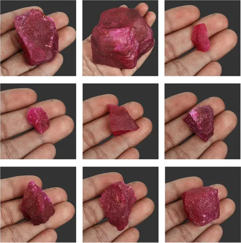 Vista 5 de REAL-GEMS Genuine Natural Ruby Red Rough Stone 10-105 Ct Certified Uncut Healing Crystal Loose Gemstone